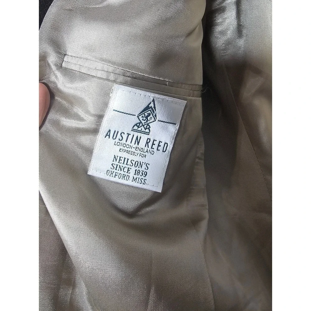 Austin Reed London Blazer 40R Brown‎ Herringbone Plaid Tailored in USA LL Bean
